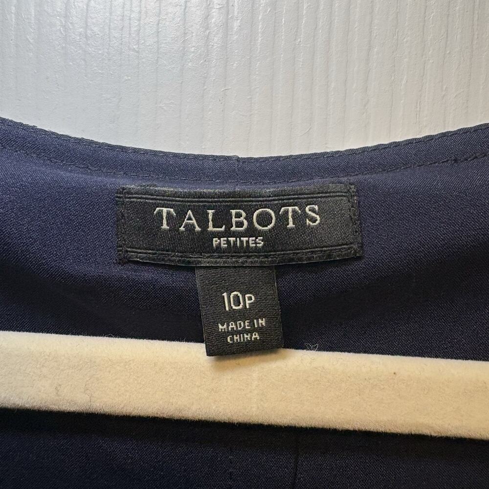 Talbots Dress Womens 10P Navy White Dandelion Midi Ruffle V-Neck Cottagecore New - Picture 3 of 16